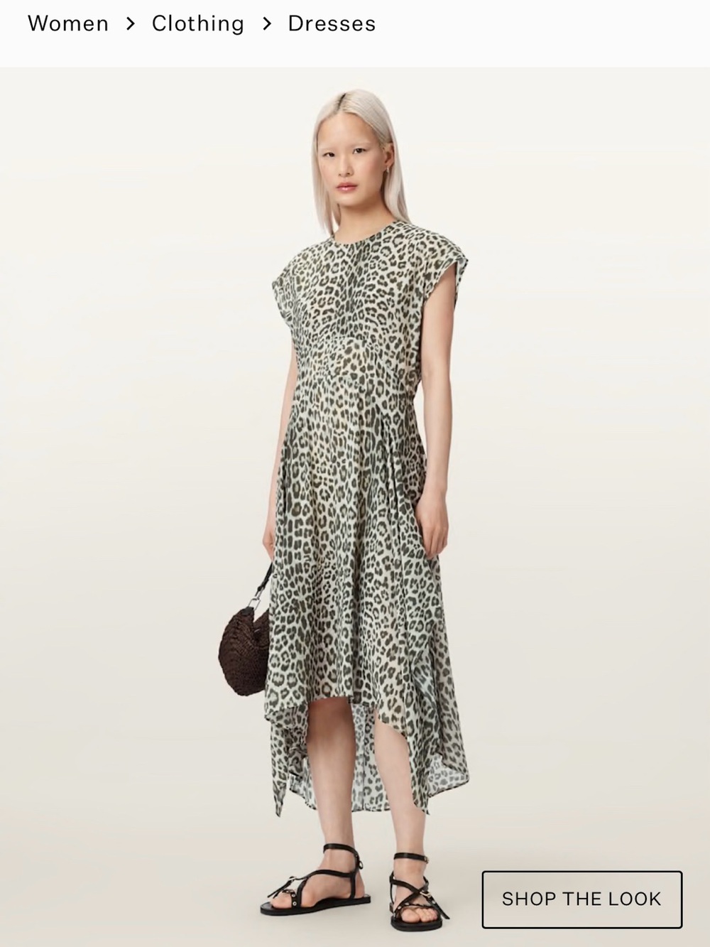 AllSaints Leopard Print Midi Dress - Green and Black